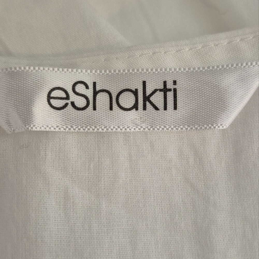 eShakti Floral Embroidered Cotton Poplin Dress - Size L - Picture 14 of 16